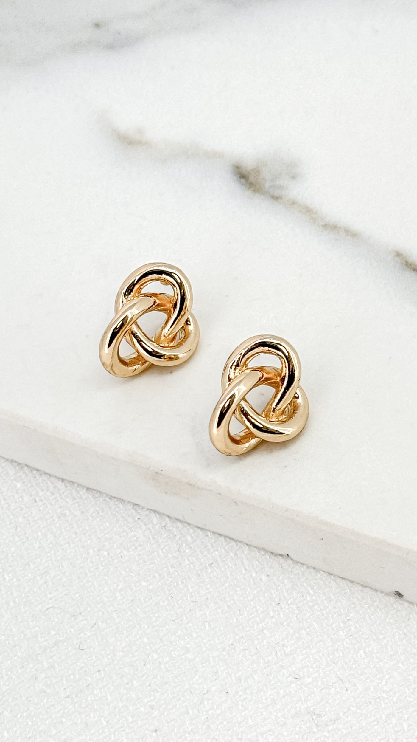 Gold Twist Knot Stud Earrings