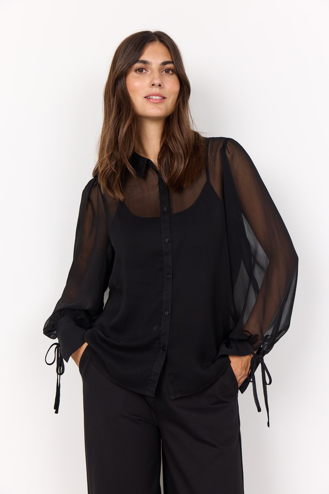 SC Black Semi Sheer Naia Blouse