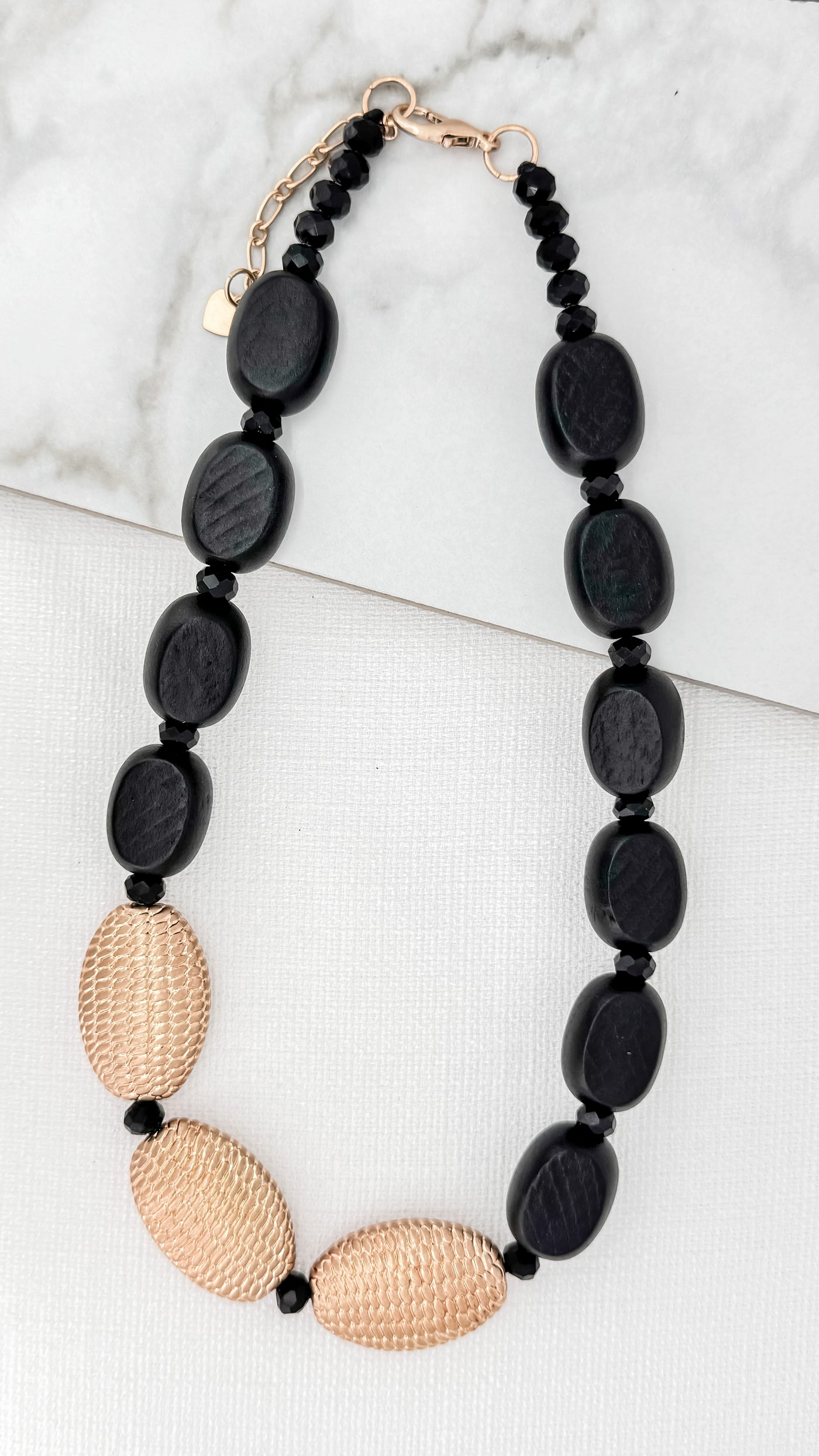 Black & Gold Chunky Bead Short Necklace