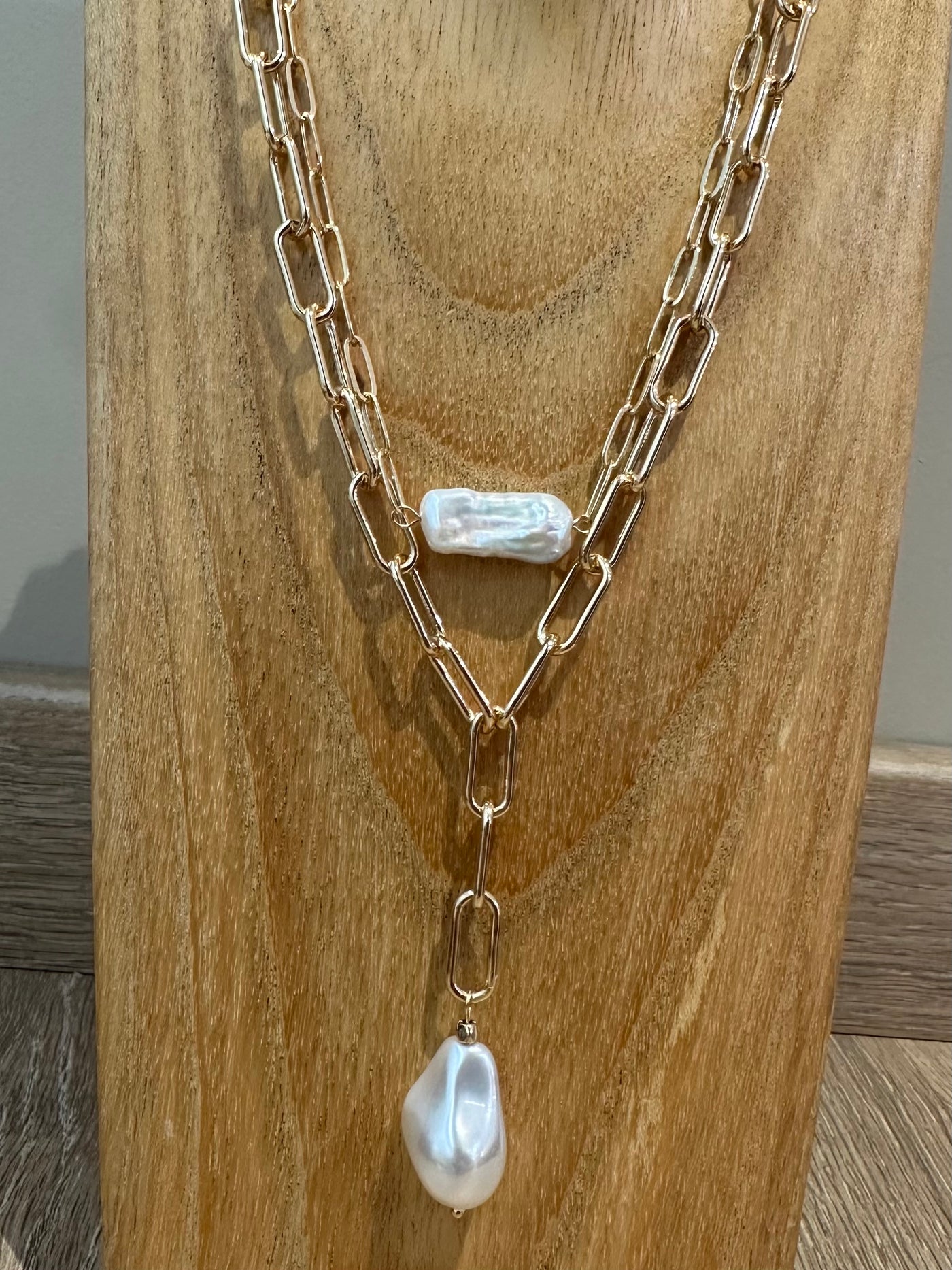 Gold & Pearl Double Layer Necklace