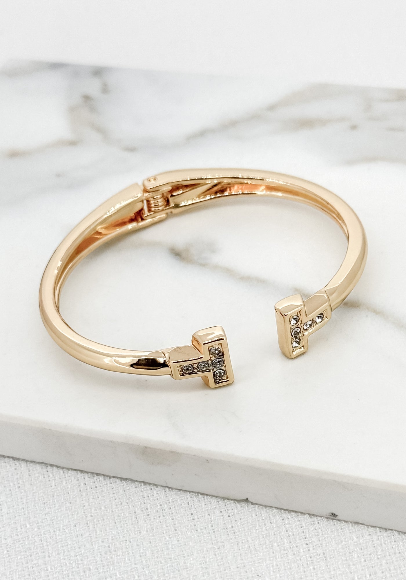 Gold Diamante 2 Bar Bangle