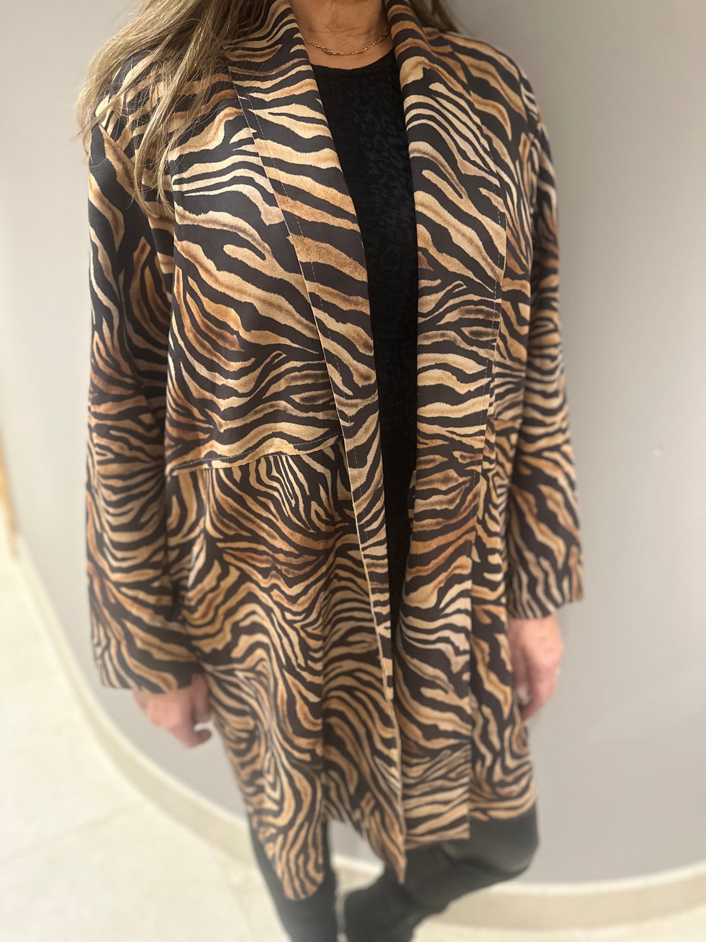 Tan Zebra Soft Suedette Coat