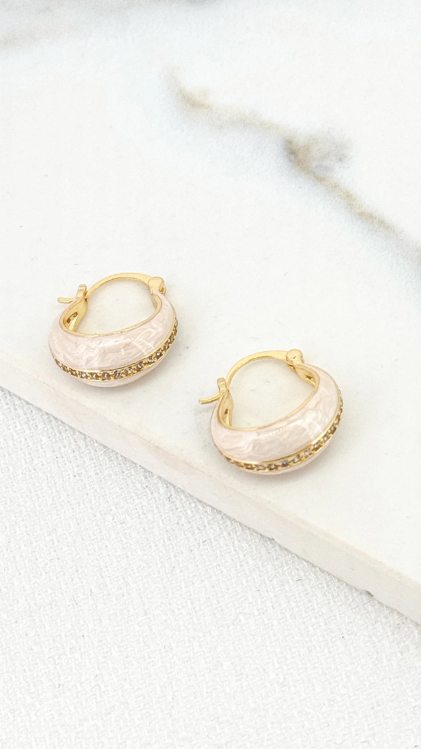 Pearly & Diamante Hoop Earrings