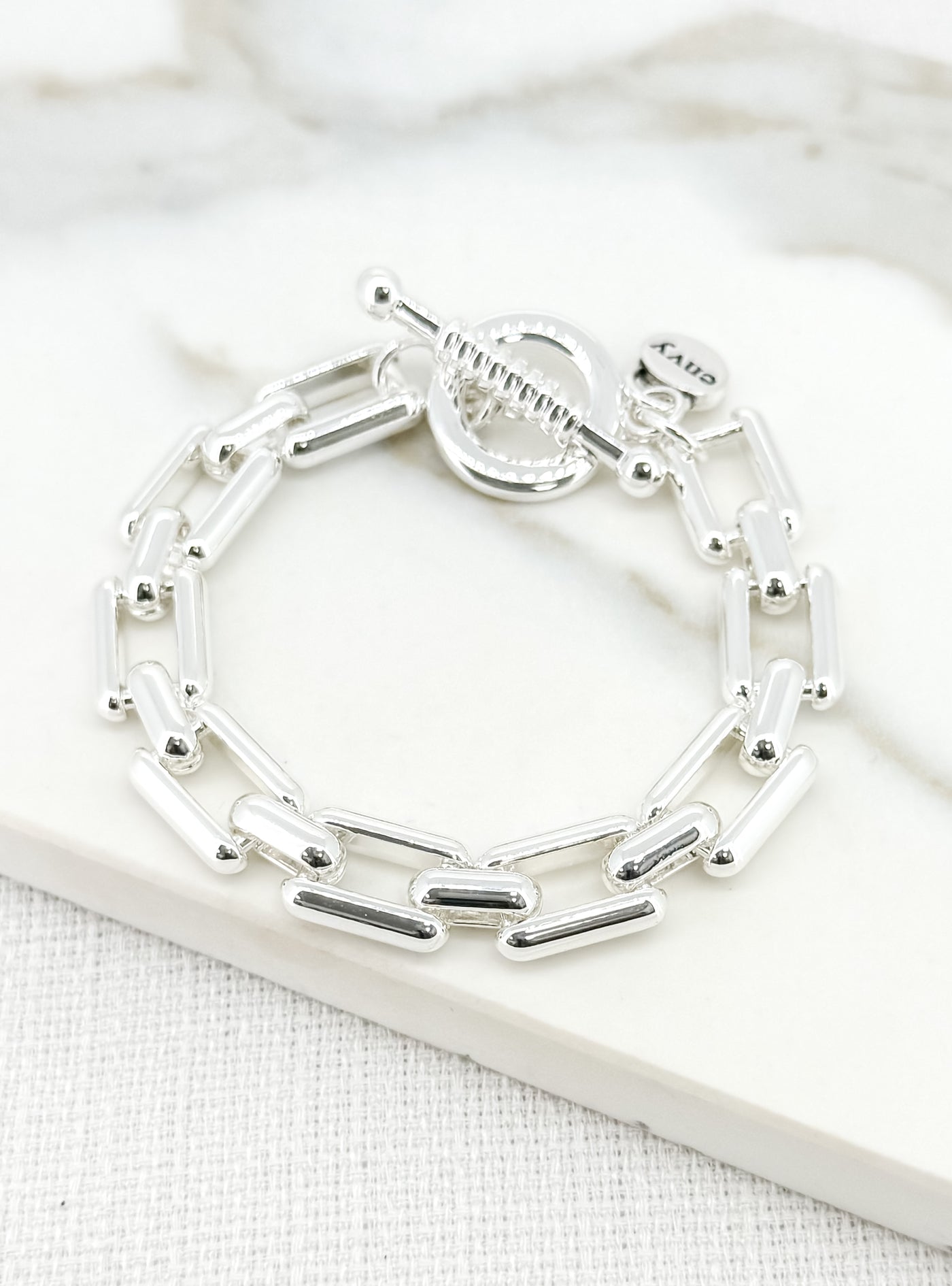 Silver Chunky Square Link Bracelet