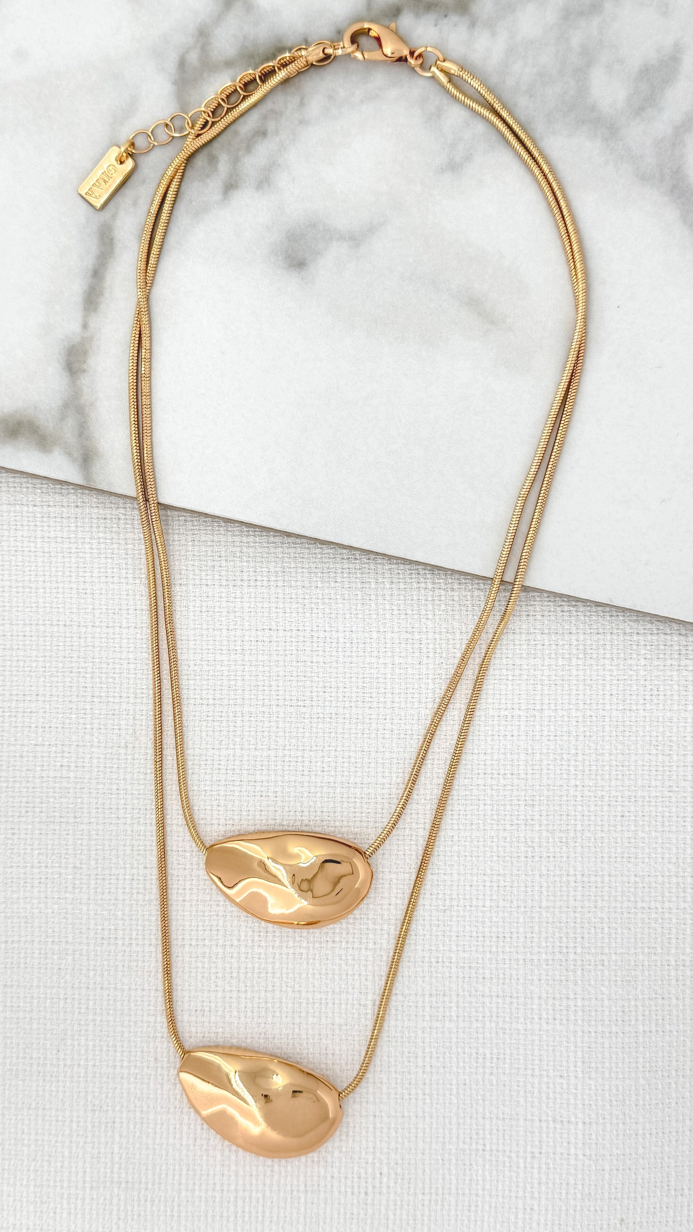 Gold Abstract Pendant Short Necklace