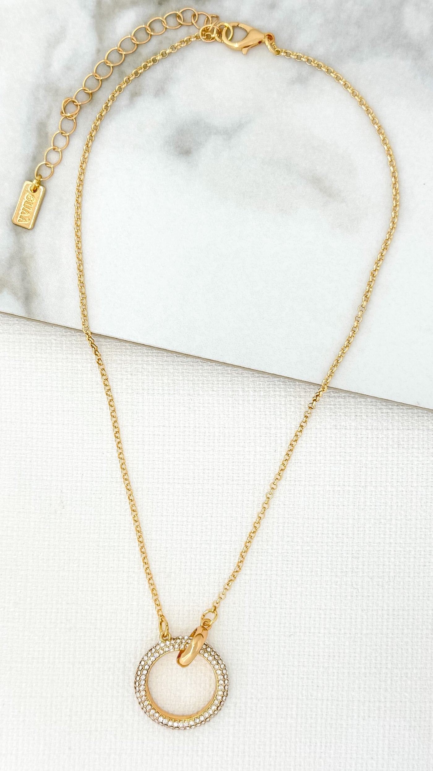 Gold Diamante Circle Short Necklace