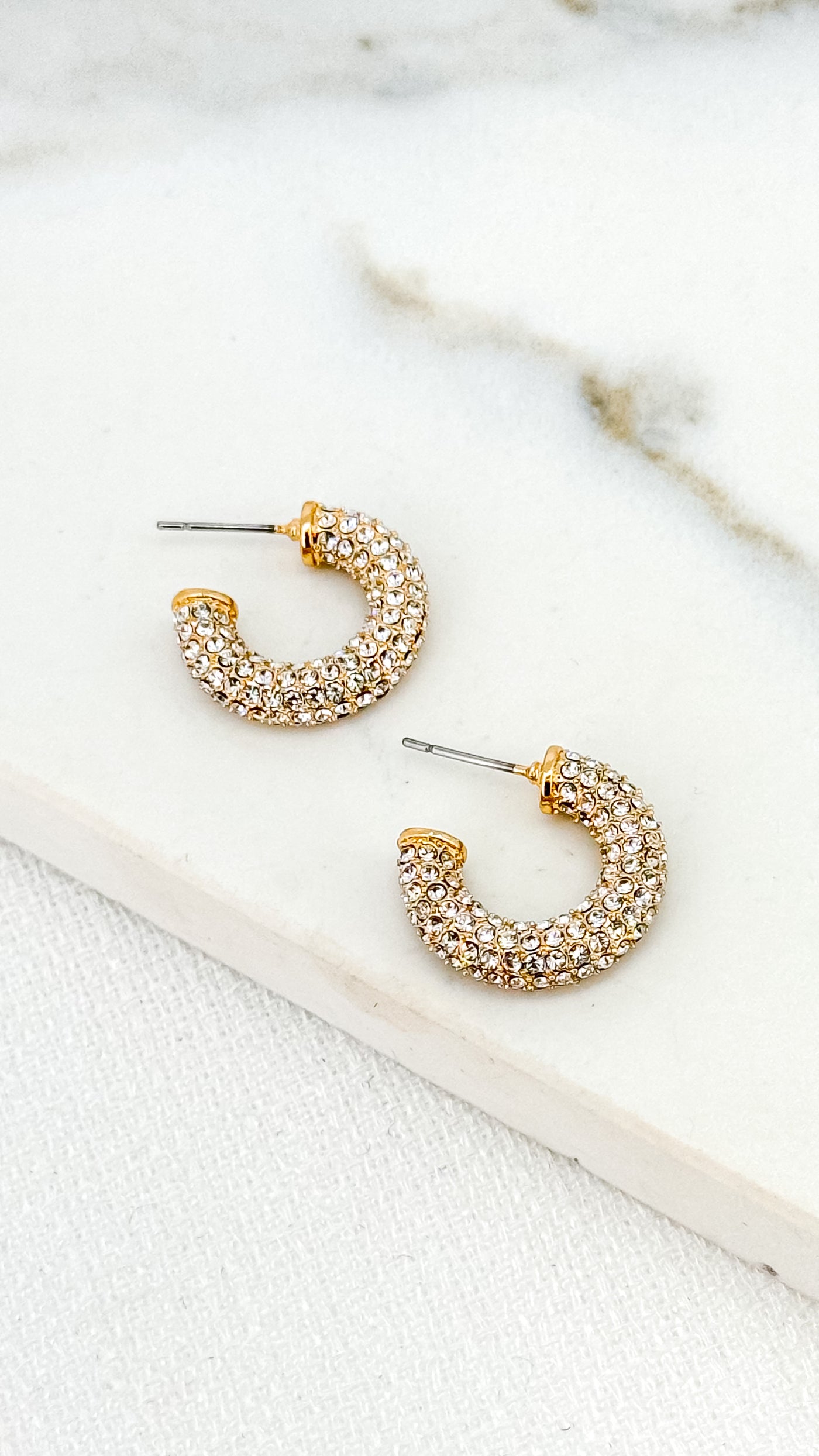 Gold Diamante Hoop Earrings