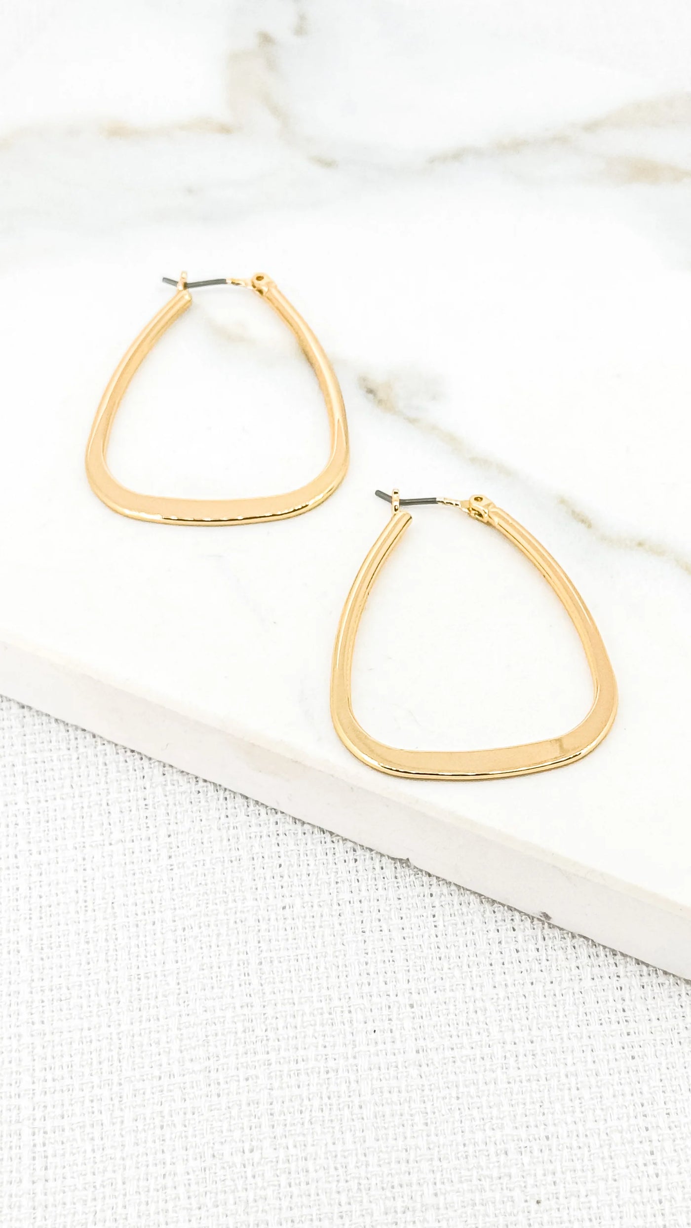 Gold Rounded Triangle Hoop Earrings