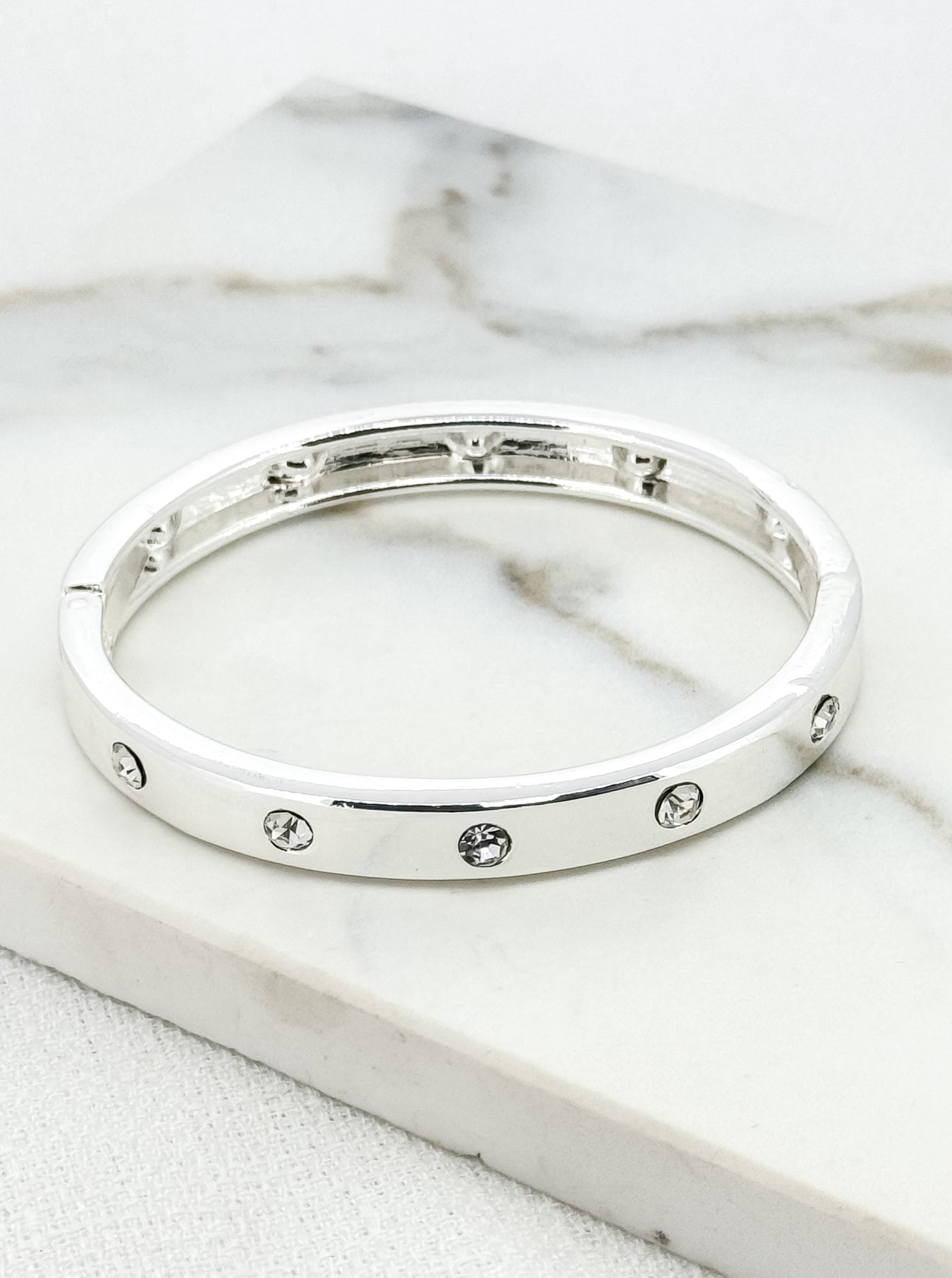 Silver Crystal Bangle