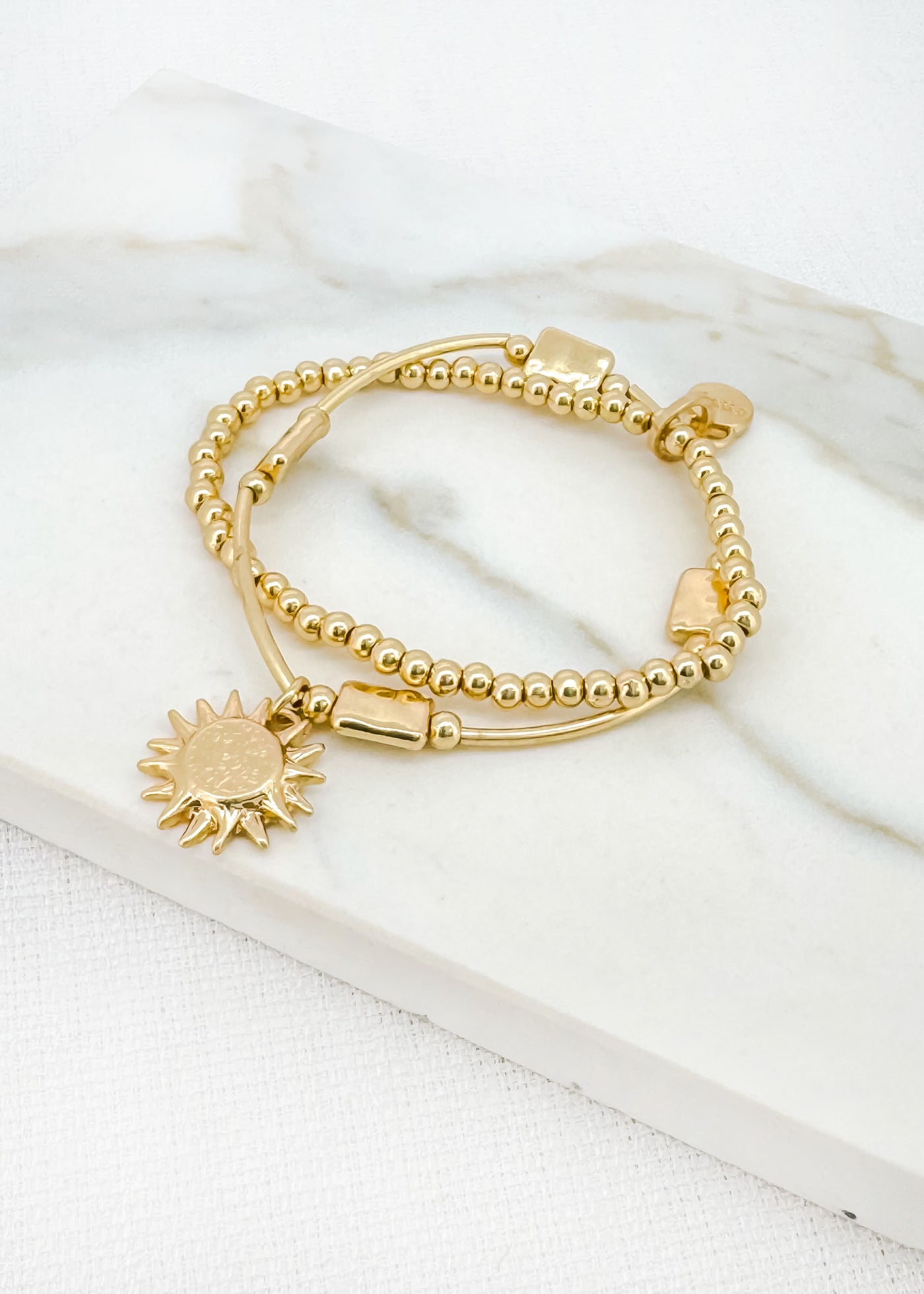 Gold Sun Charm Layer Bracelet