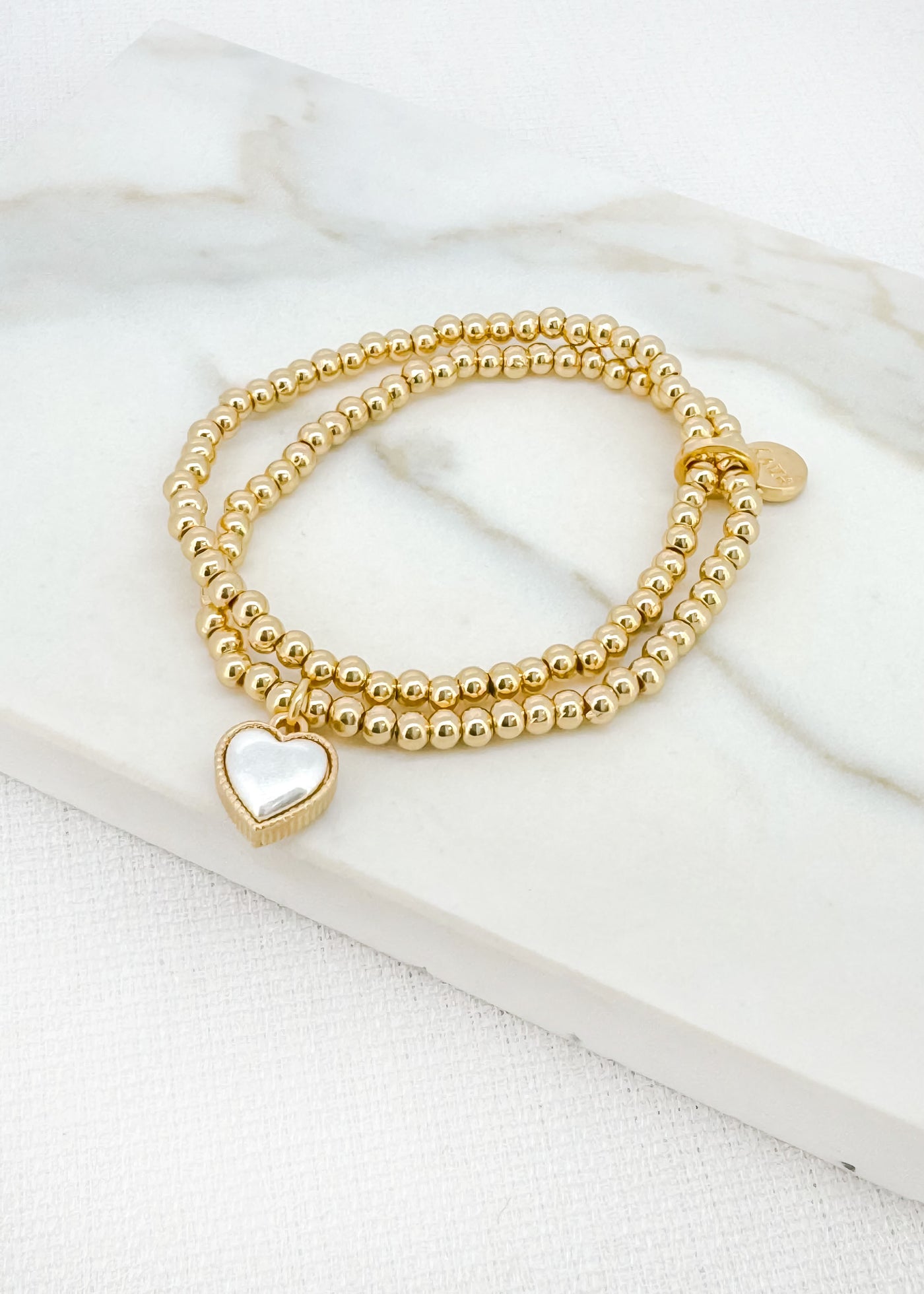 Gold Double Layer Silver Heart Bracelet