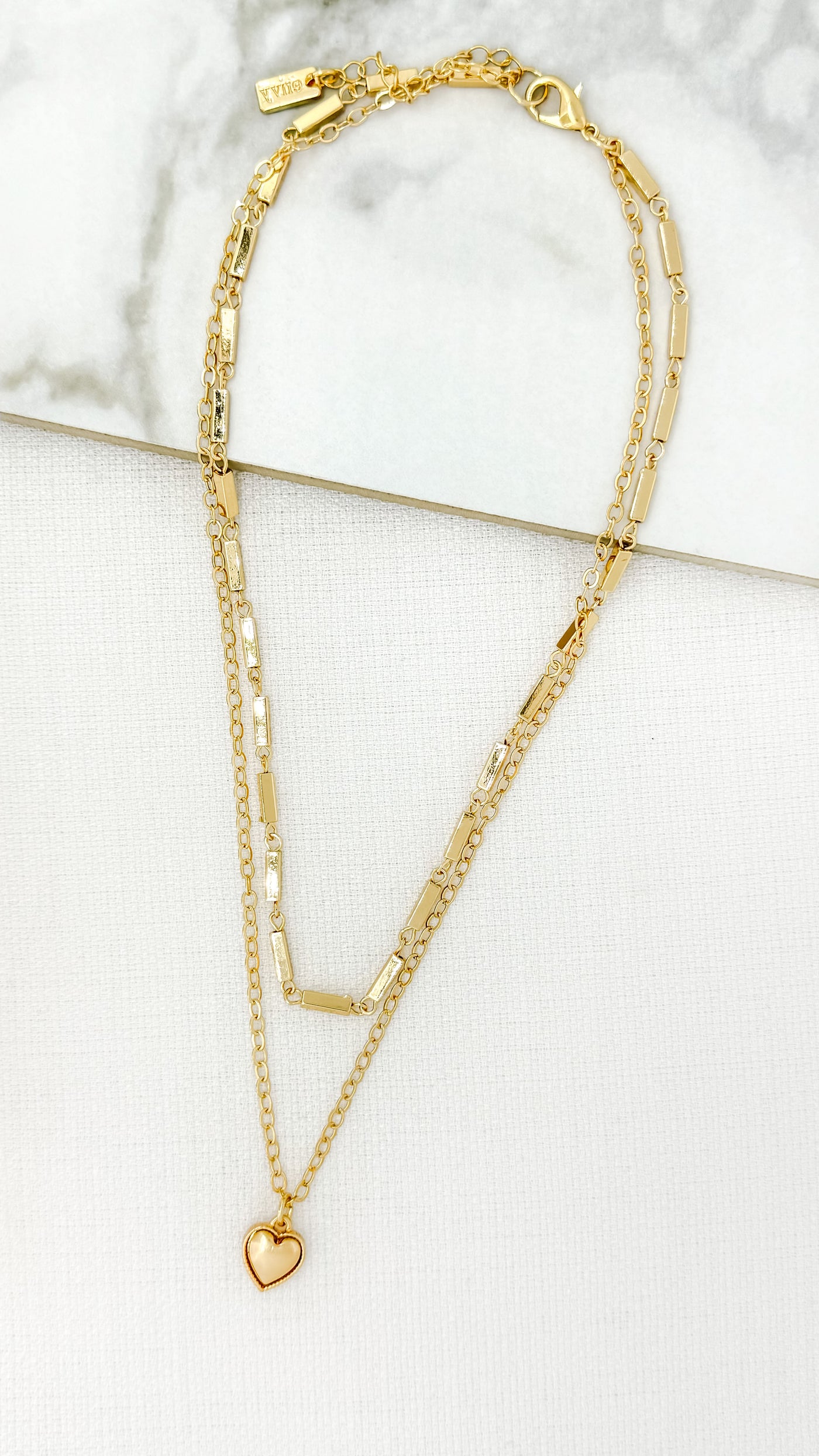 Gold Layered Heart Charm Necklace