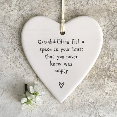 'Grandchildren Fill A Space' Porcelain Heart