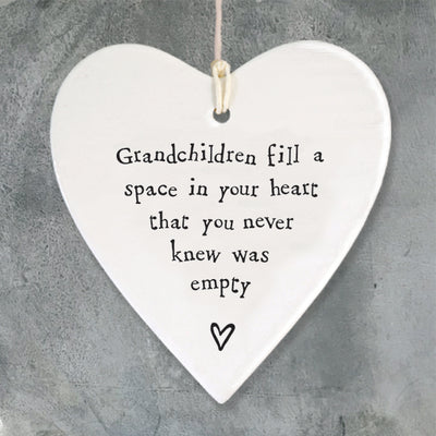 'Grandchildren Fill A Space' Porcelain Heart