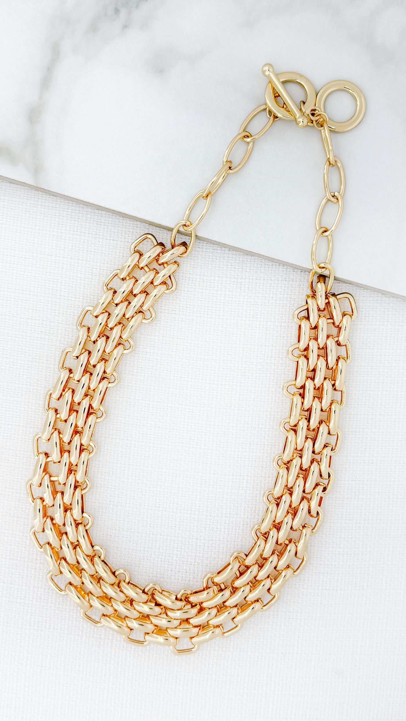 Gold Multi Row Chain Necklace