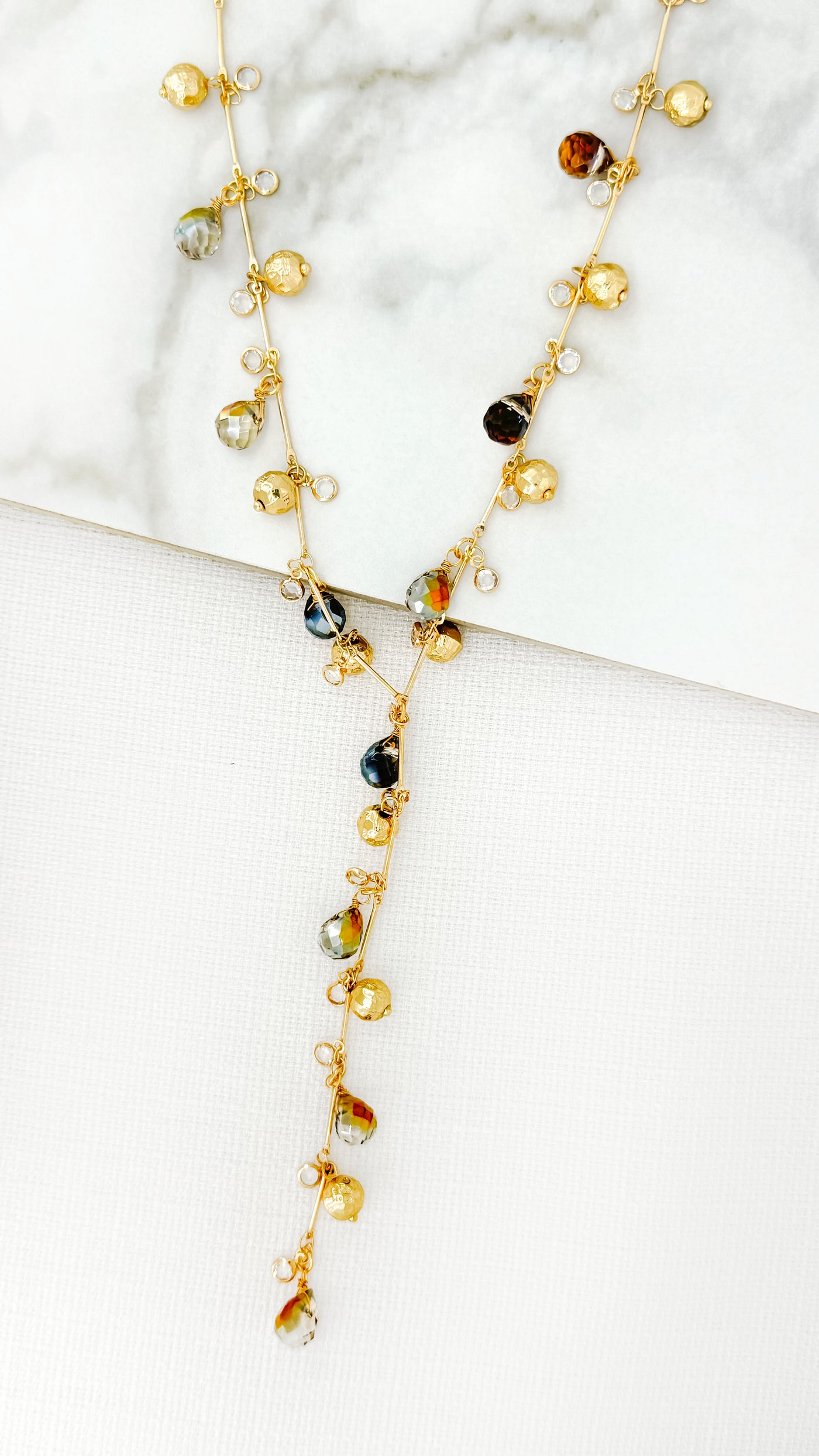 Gold Iridescent Beaded Necklace