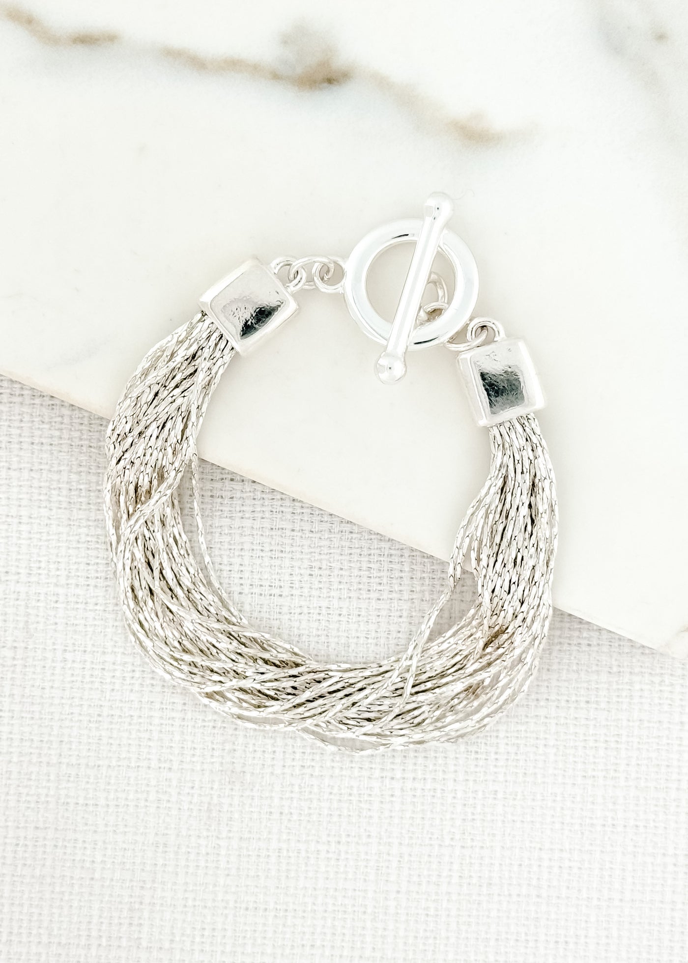 Silver Multi Fine Chain Bracelet