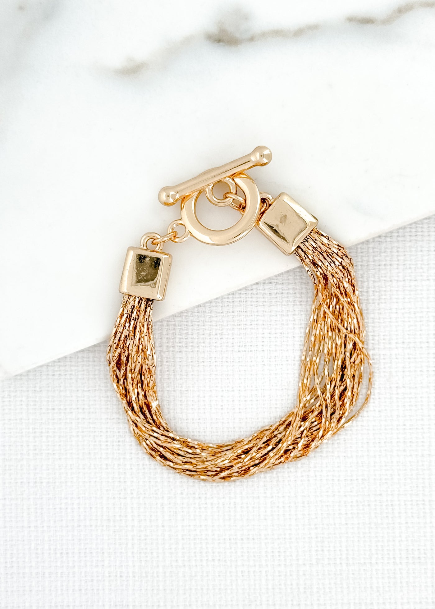 Gold Multi Fine Chain Bracelet