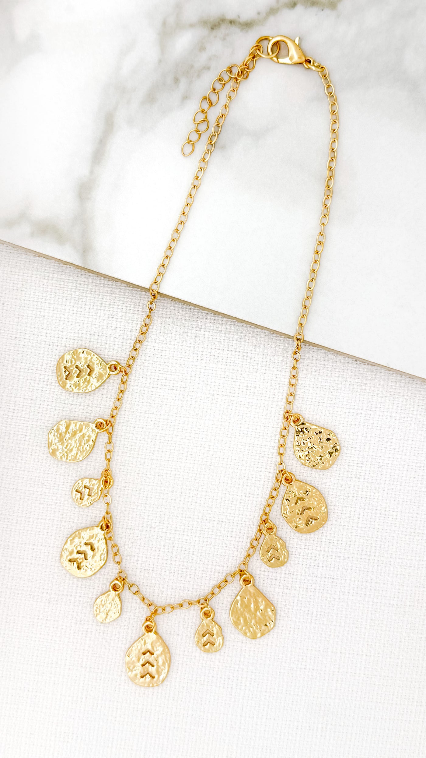 Gold Hammered Chevron Necklace