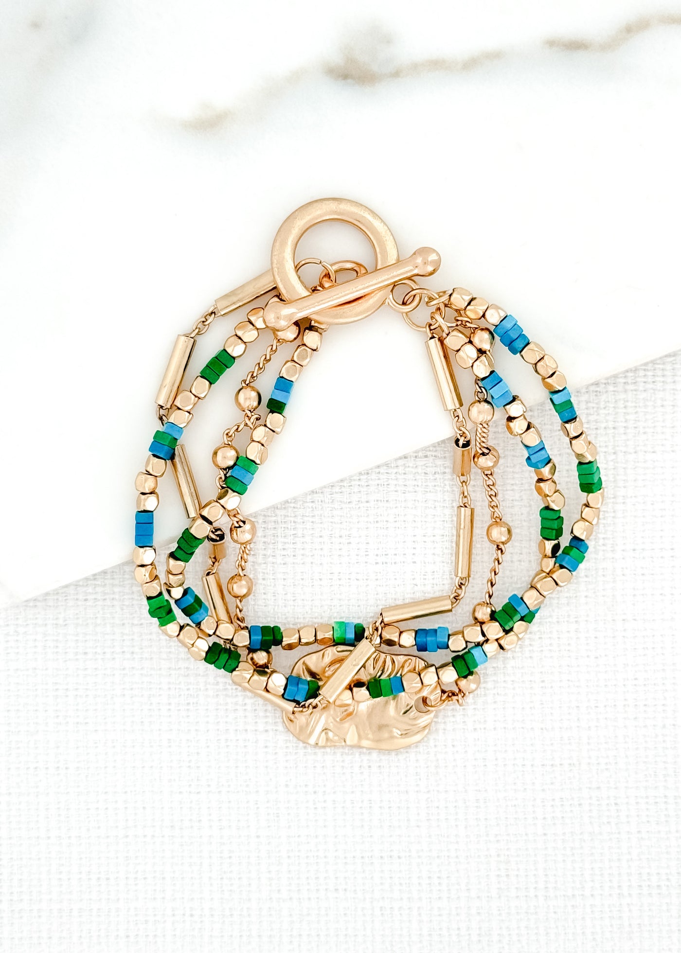 Gold & Turquoise Beaded Bracelet