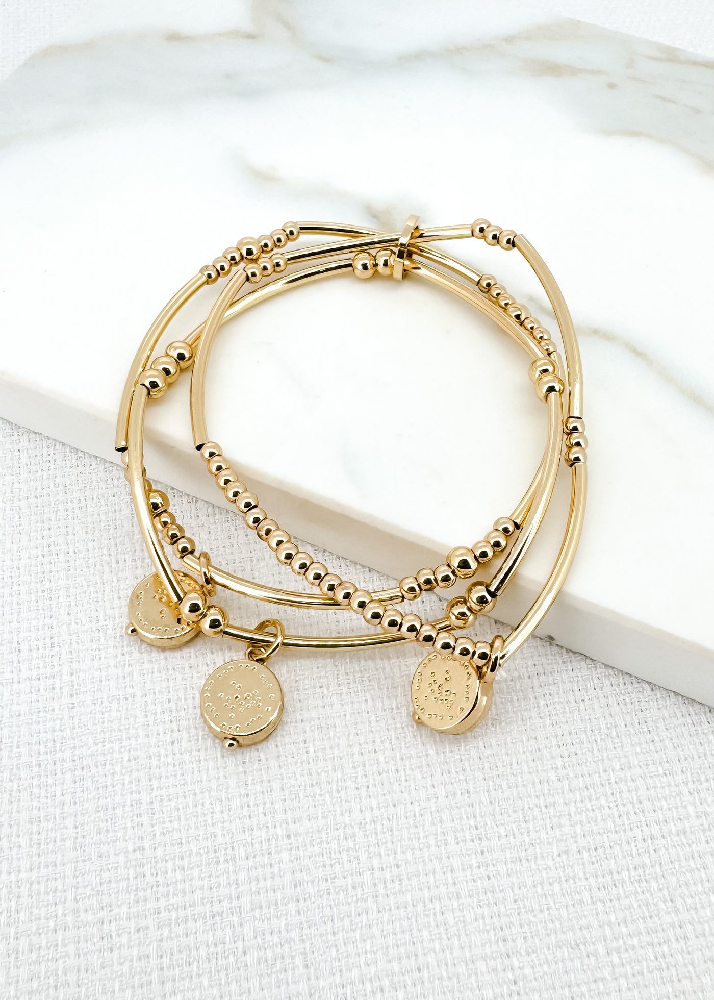 Gold Coin Charms Layer Bracelet