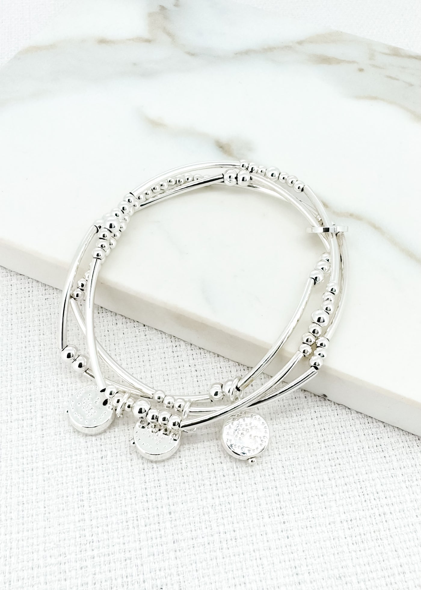 Silver Coin Charms Layer Bracelet