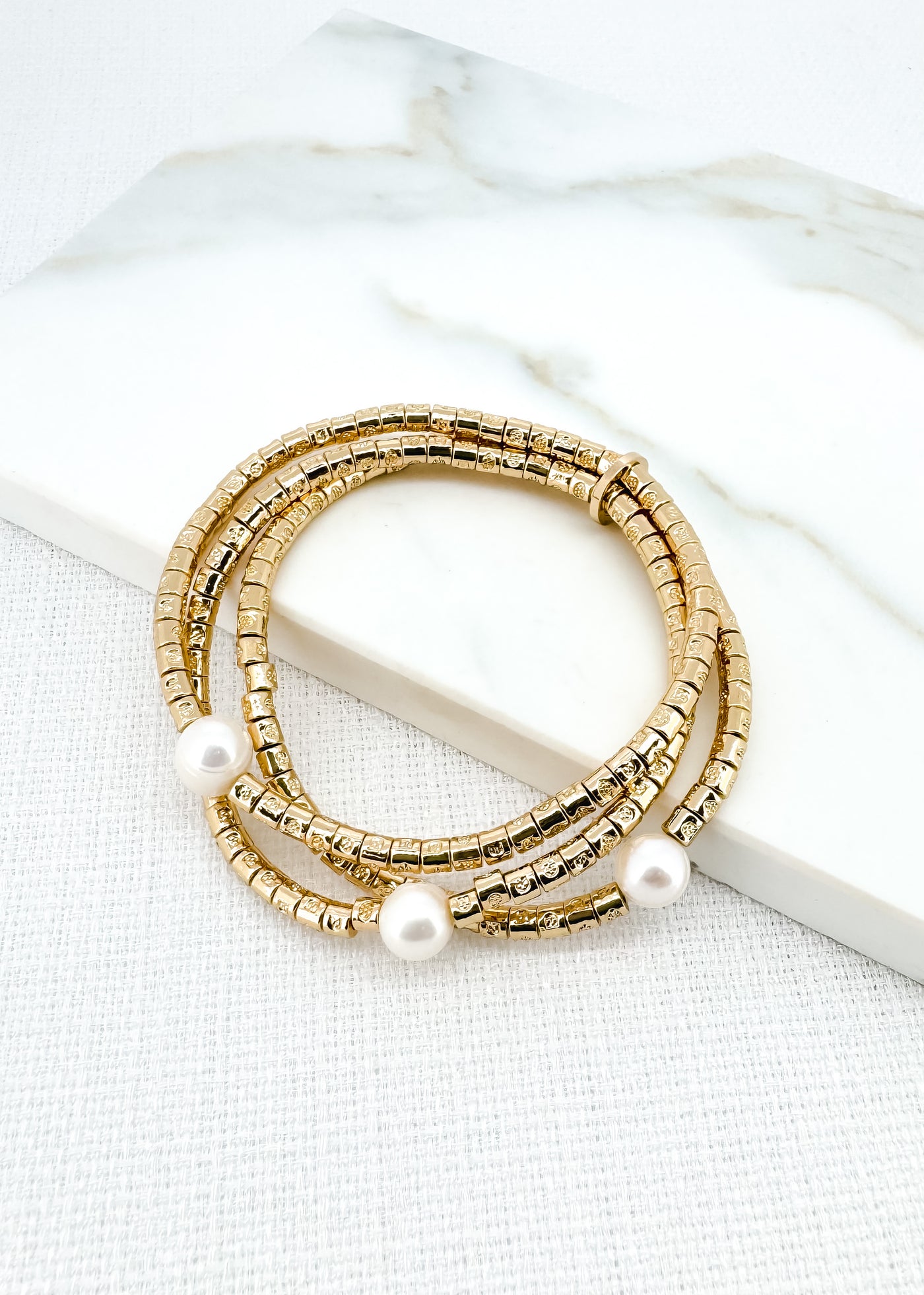 Gold Layered Pearly Bead Bracelet