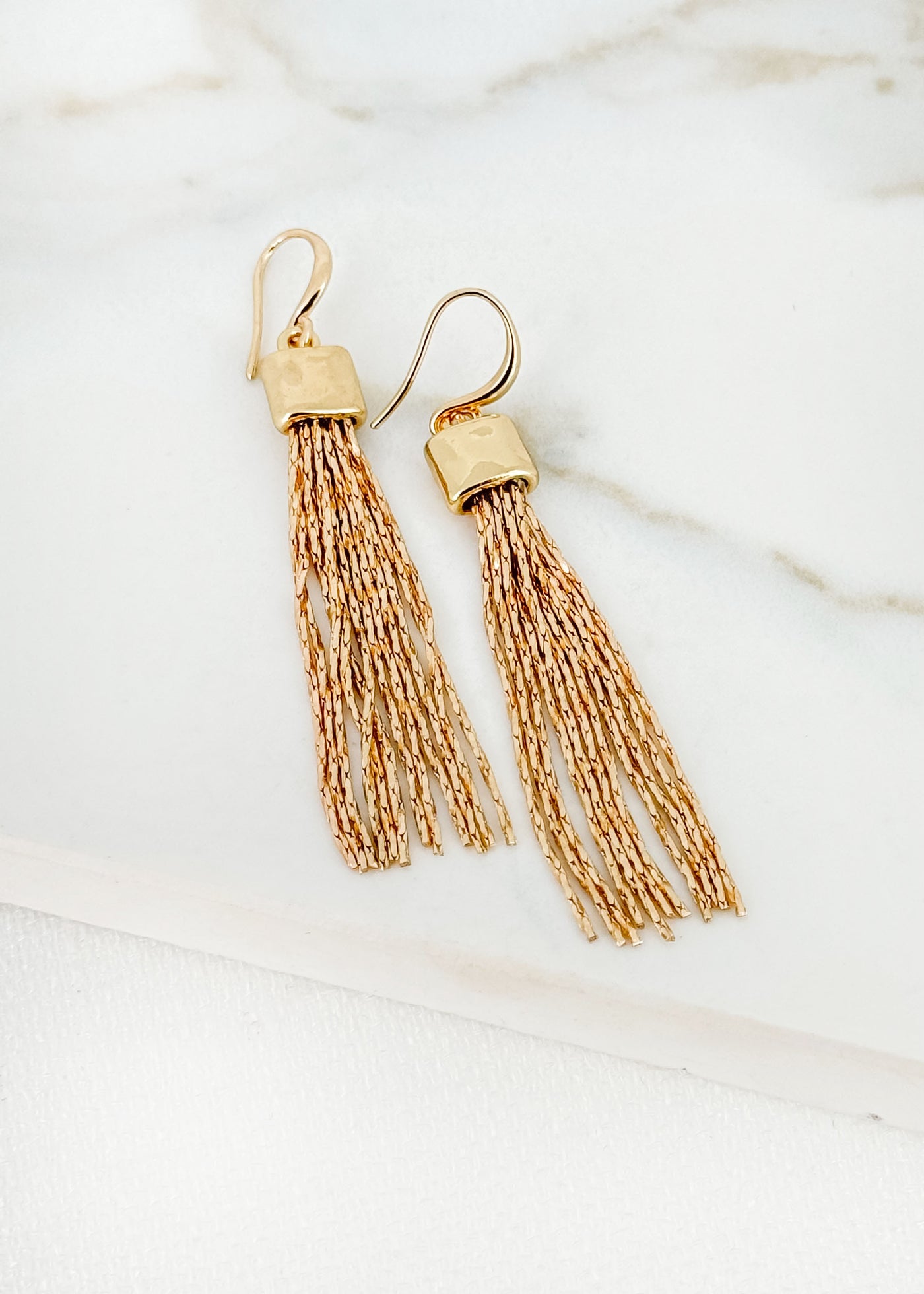 Gold Tassel Drop Earrings