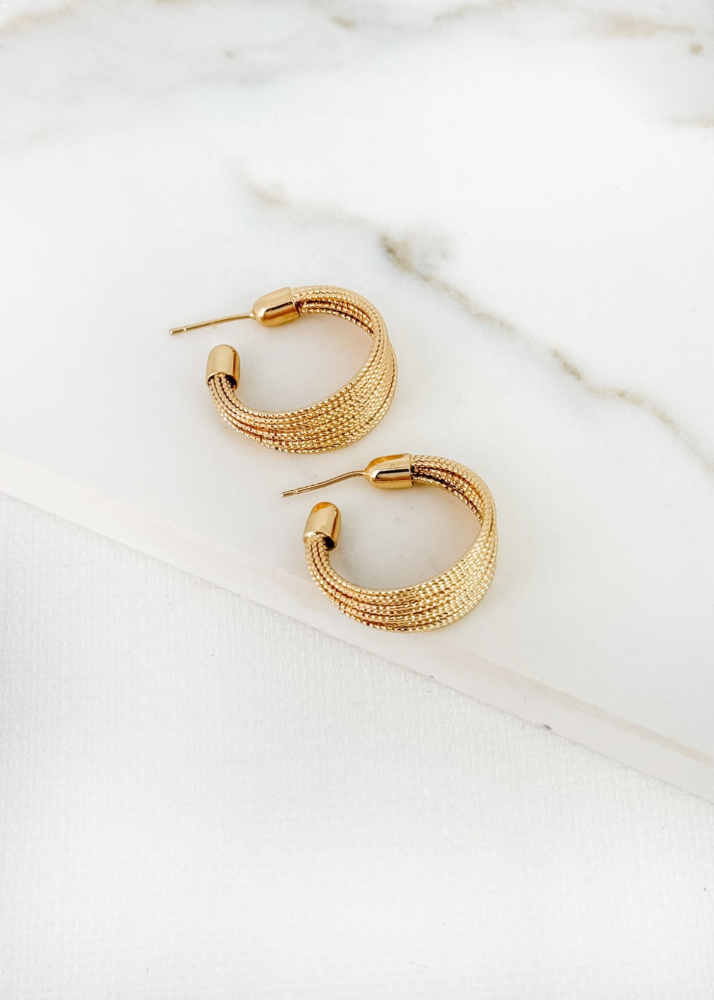 Gold Multi Thread Hoop Earrings