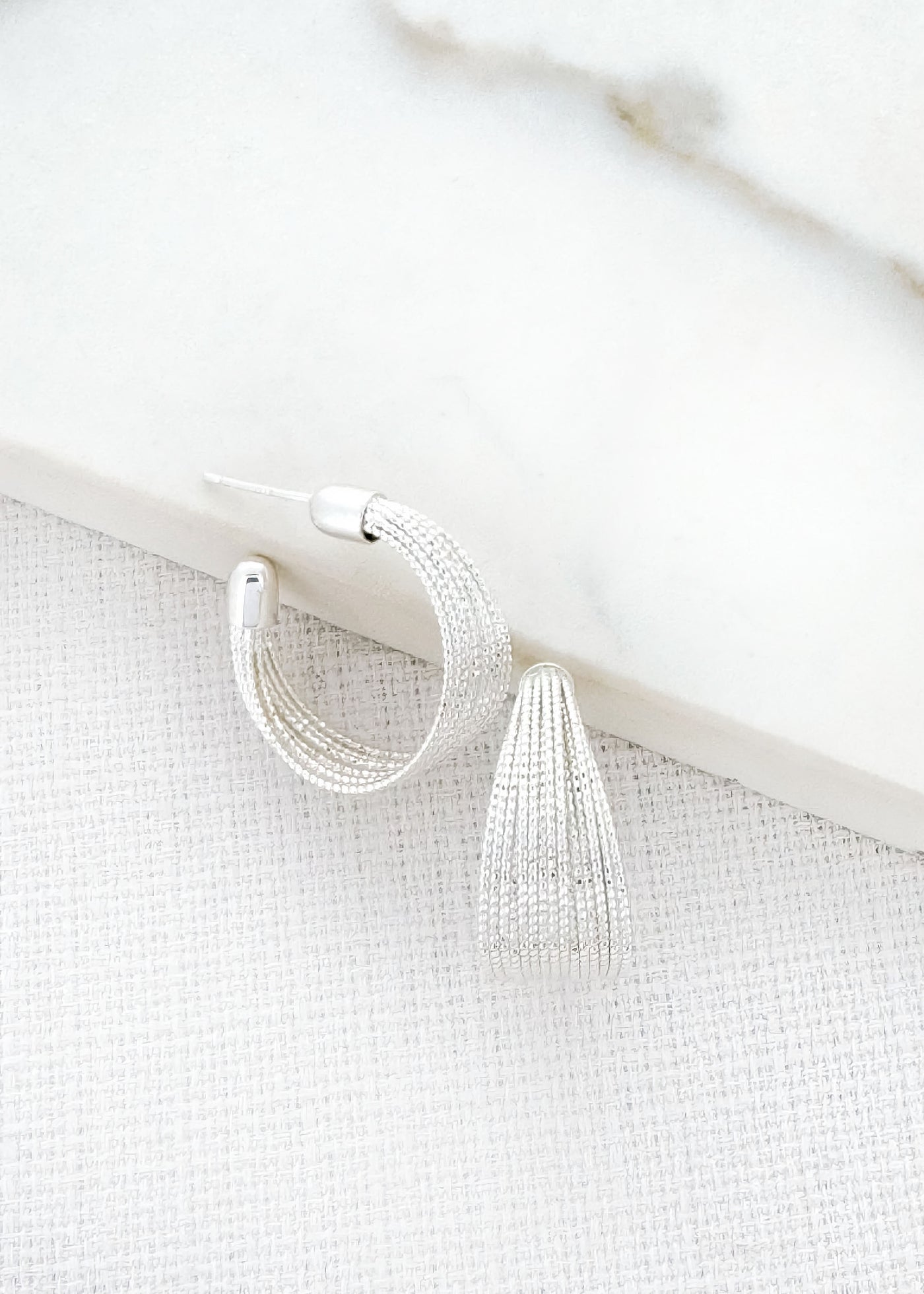 Silver Multi Thread Hoop Earrings