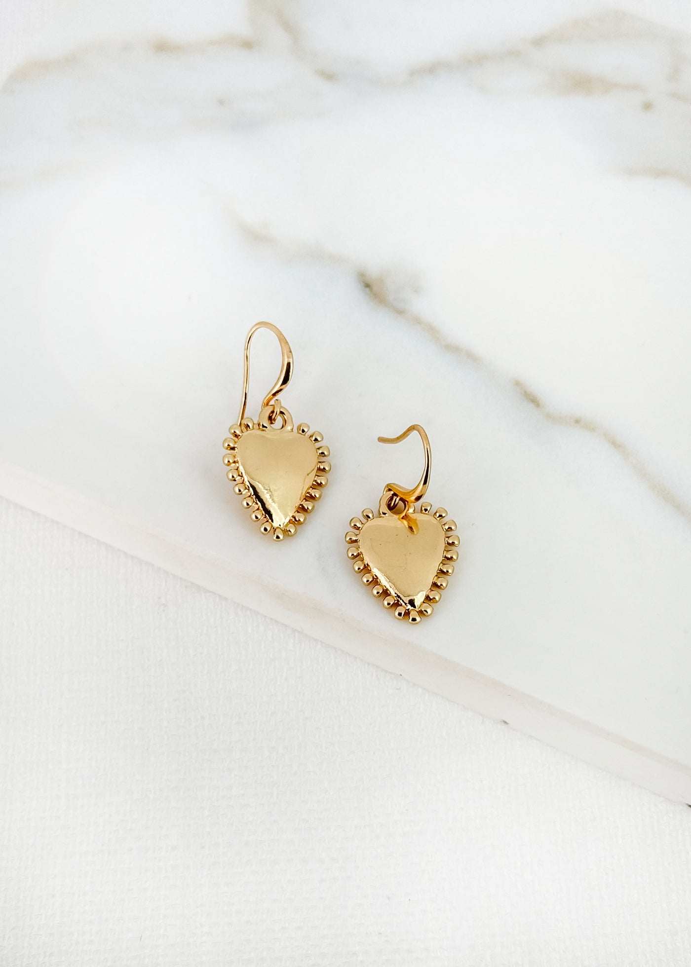 Gold Heart Drop Earrings