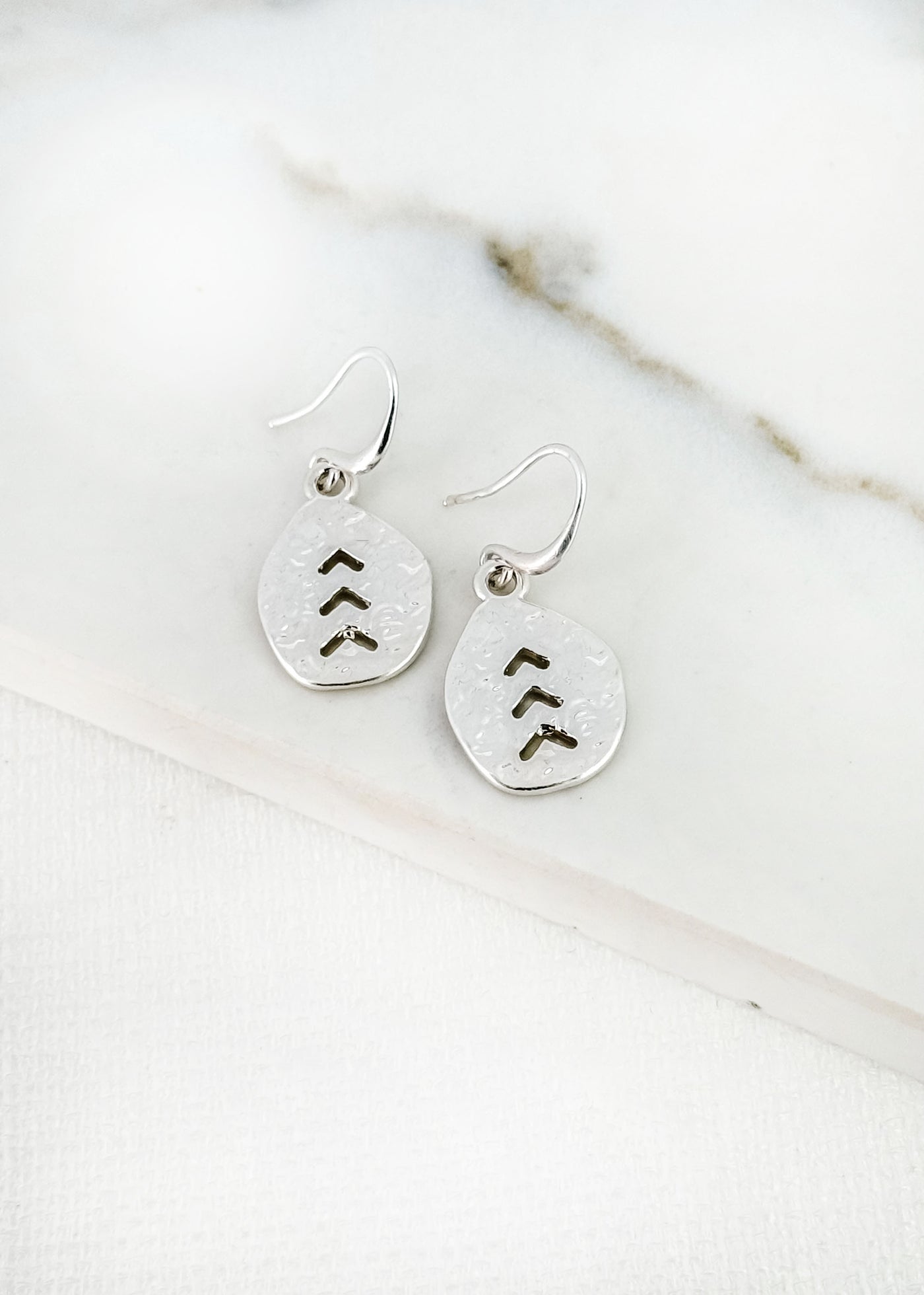 Silver Hammered Chevron Earrings