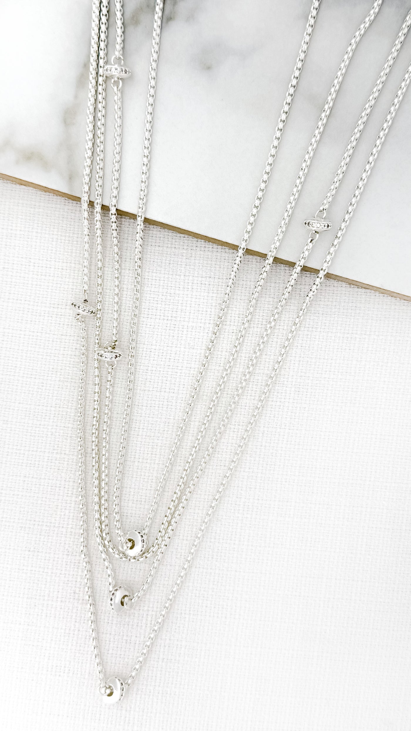 Silver Multi Layer Chain Necklace