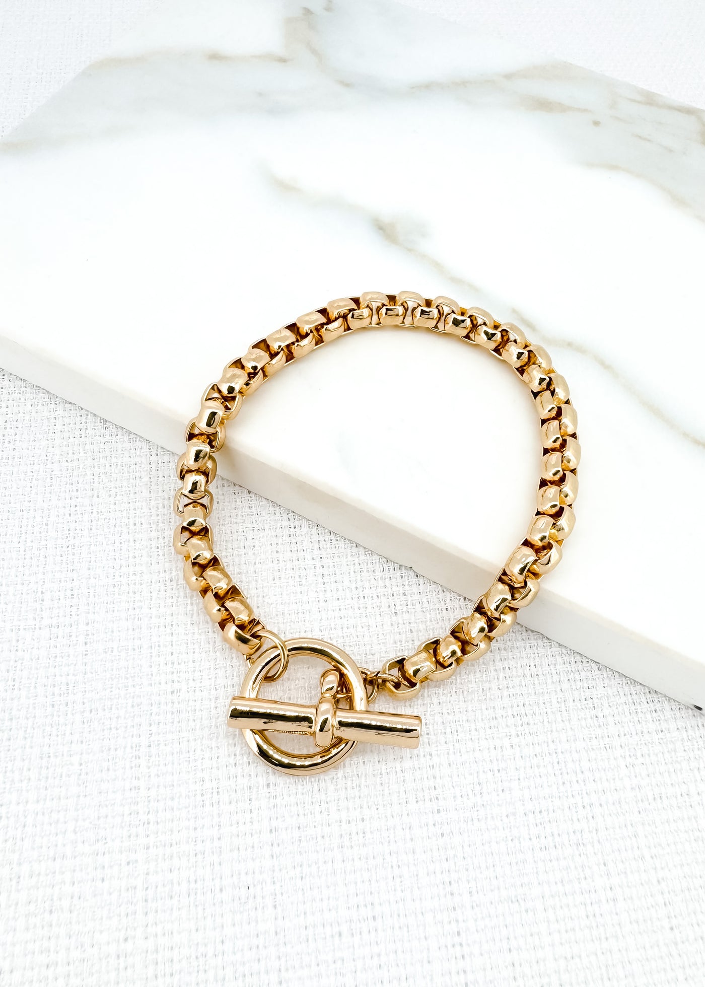 Gold Chain T Bar Bracelet