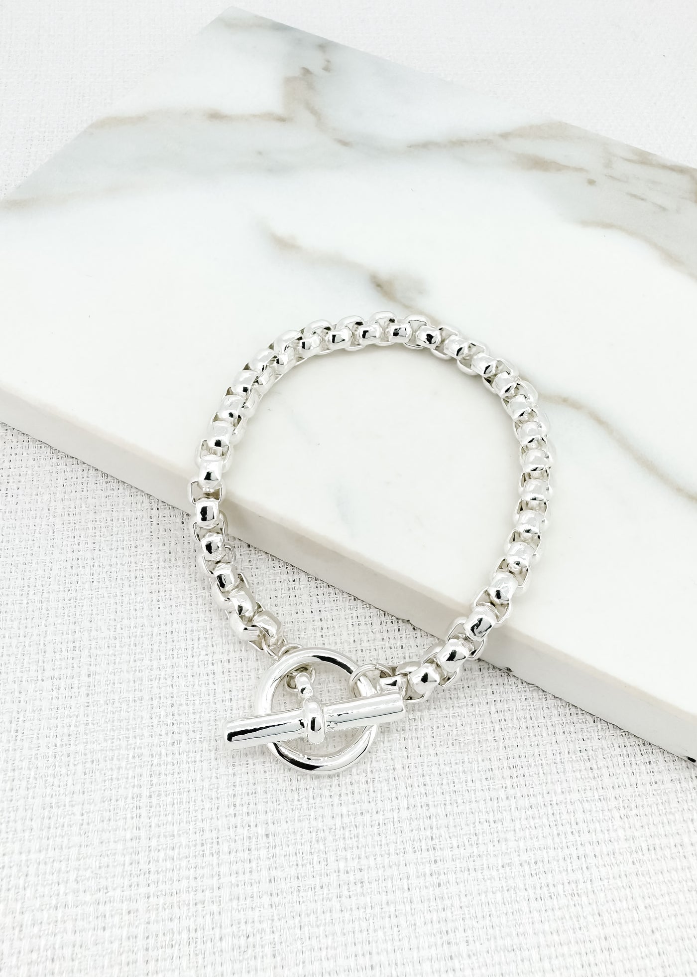 Silver Chain T Bar Bracelet