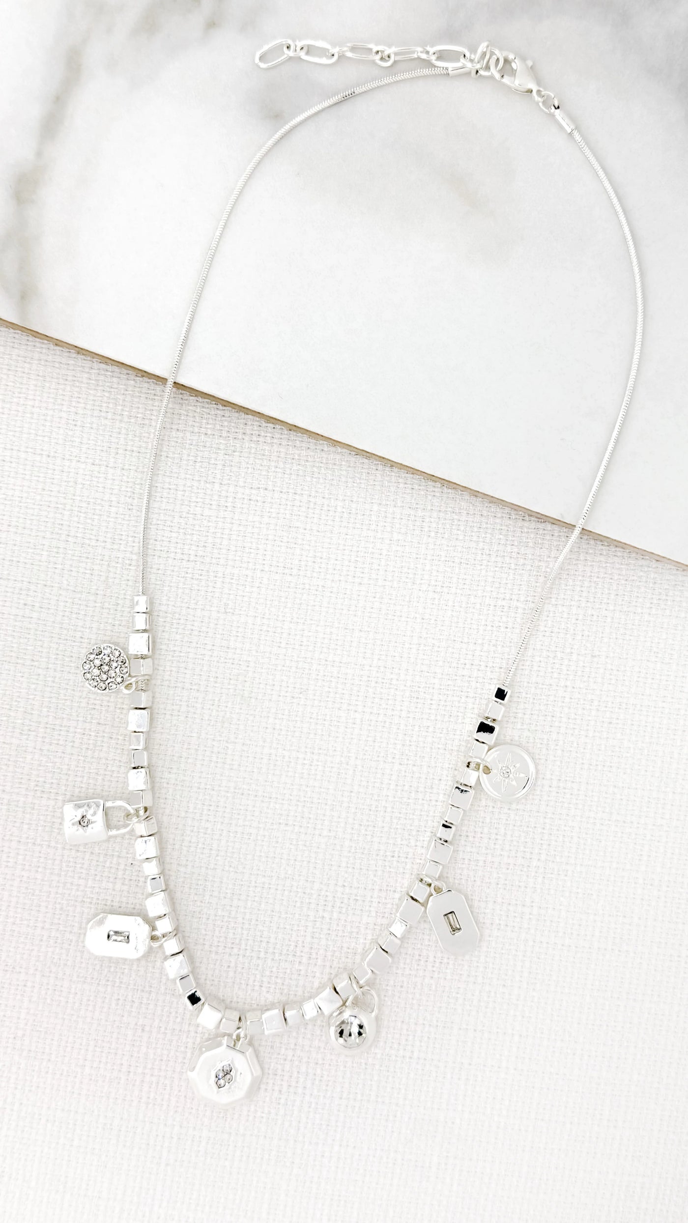Matte Silver Charm Necklace