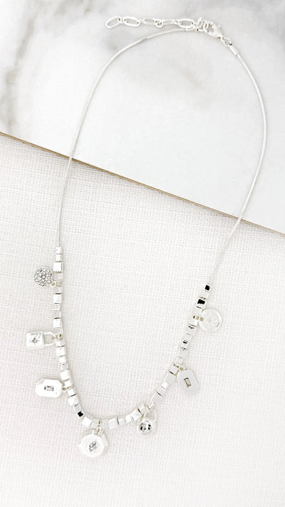 Matte Silver Charm Necklace