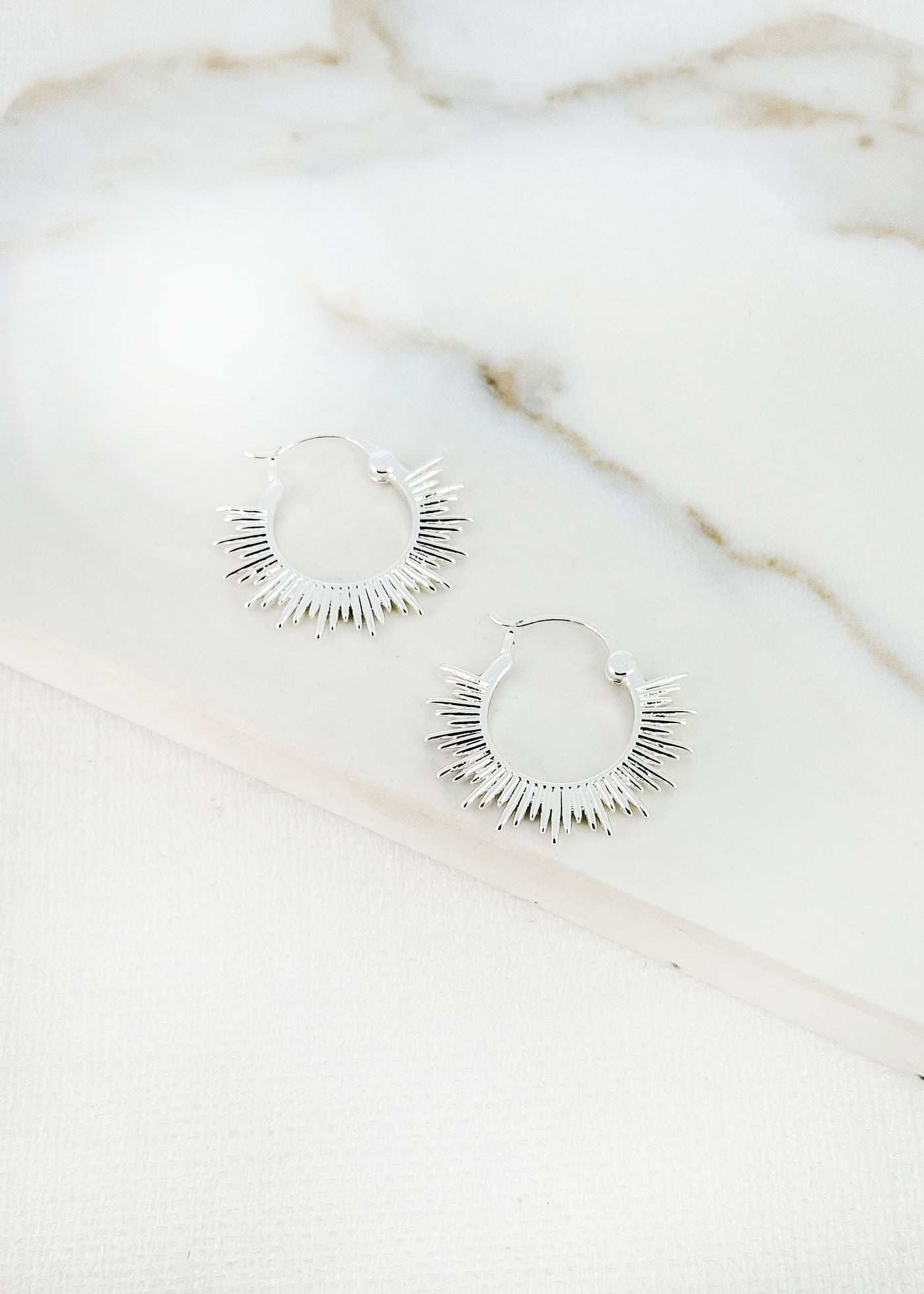 Silver Sunshine Hoop Earrings