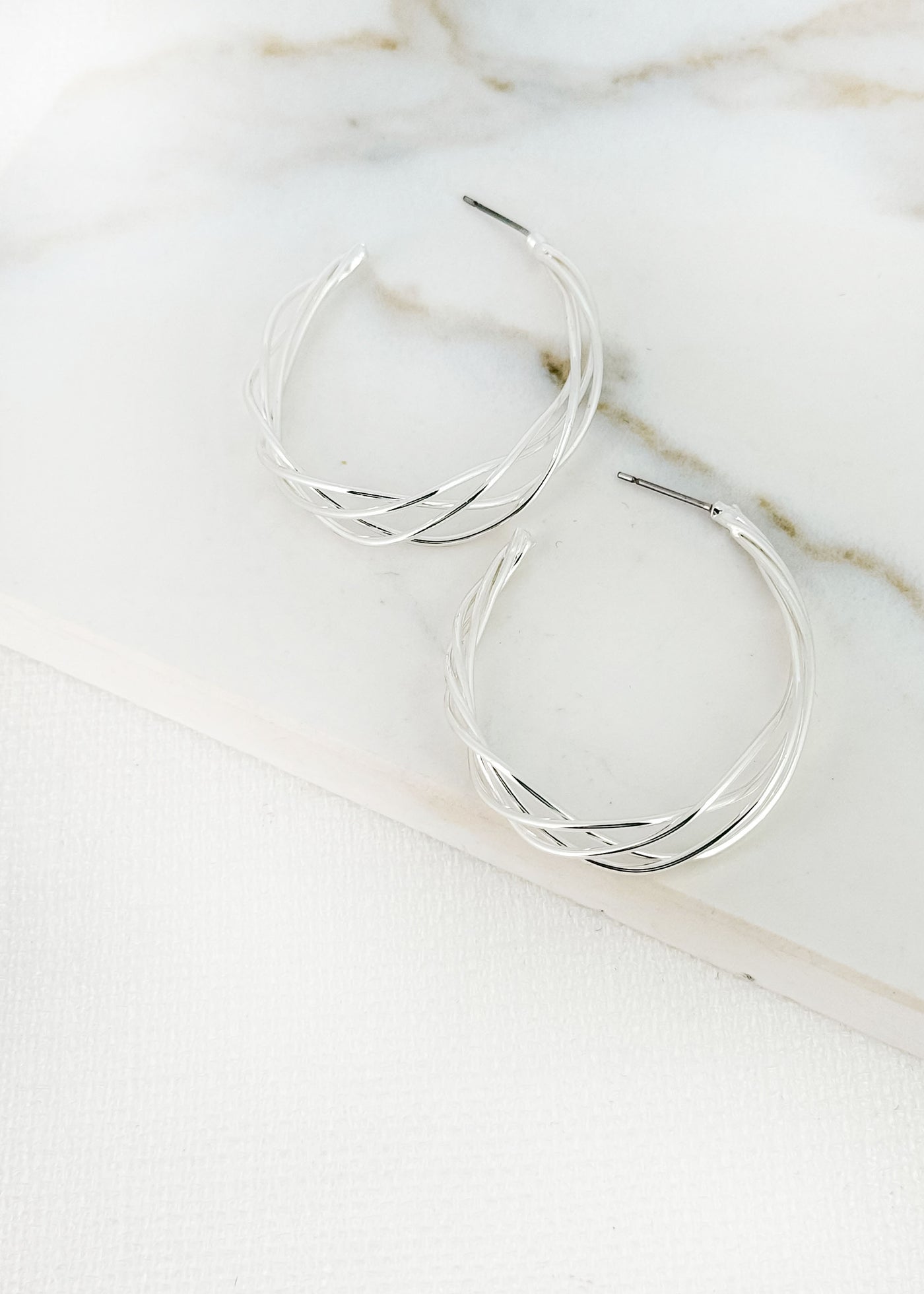 Silver Multi Wire Hoop Earrings