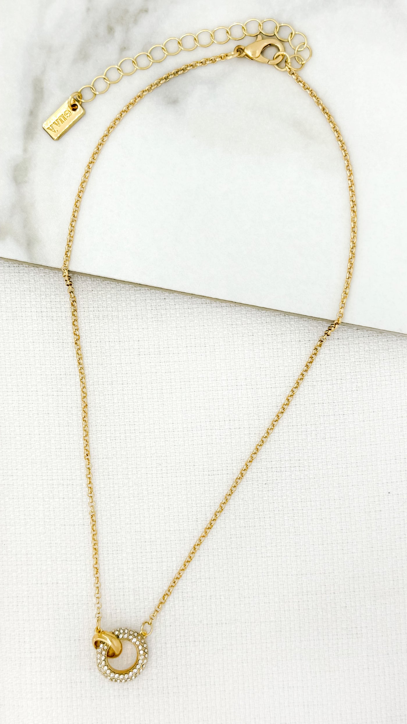 Gold Mini Diamante Circle Necklace