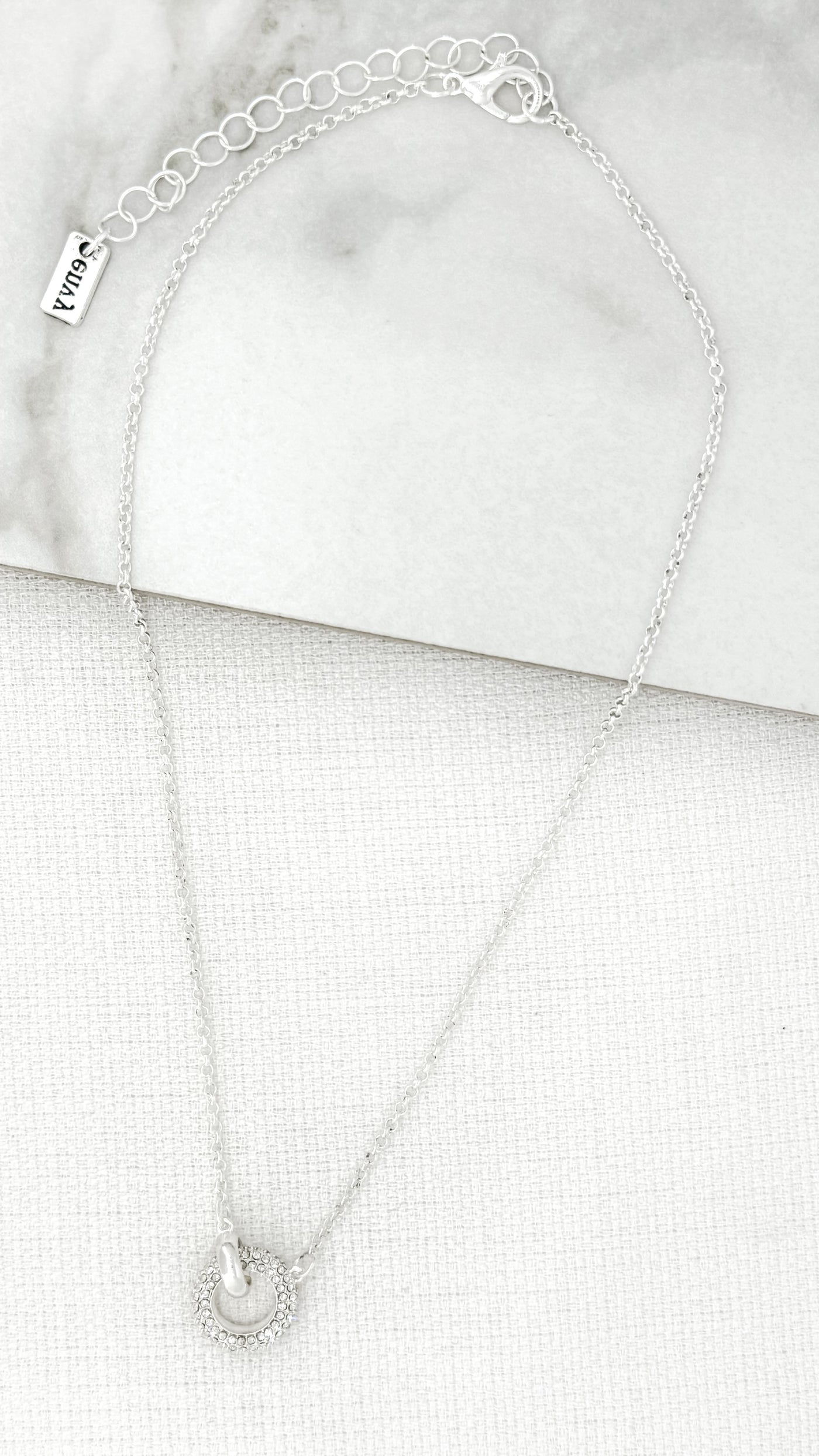 Silver Mini Diamante Circle Necklace