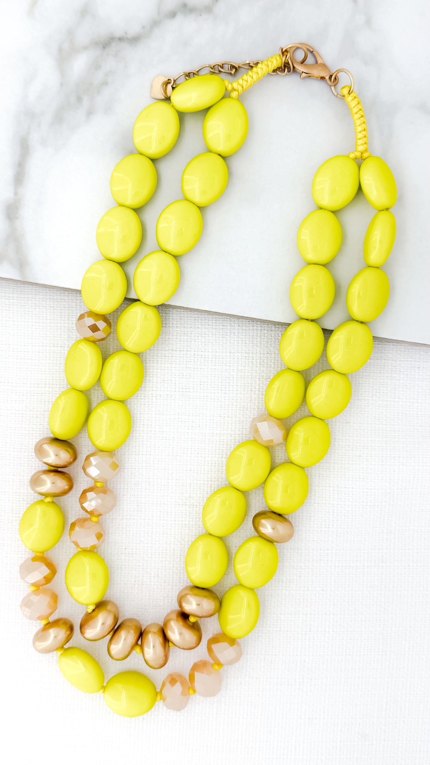 Lime & Gold Chunky Bead Necklace