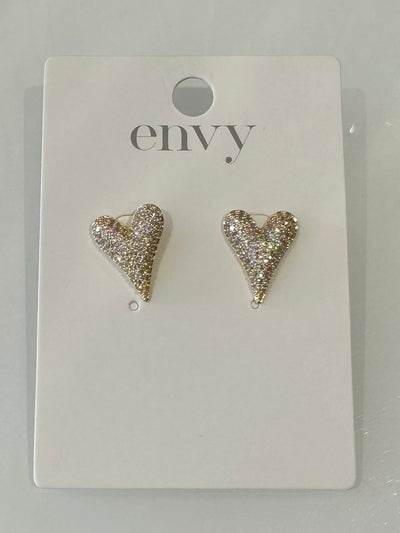 Gold Diamante Heart Earrings