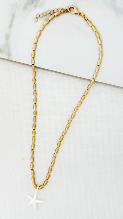 Matte Gold Star Charm Necklace