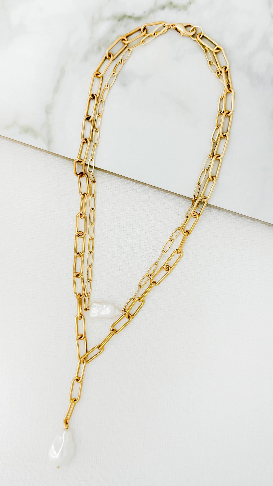 Gold Double Layer Pearl Necklace