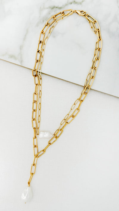 Gold & Pearl Double Layer Necklace