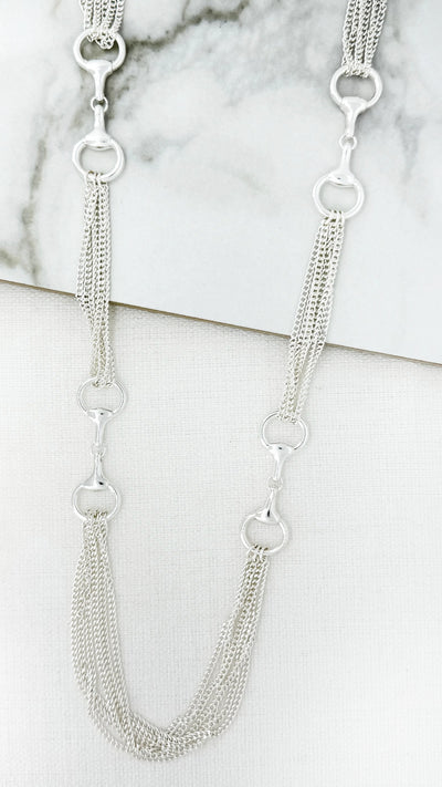 Silver Multi Chain & Connector Link Necklace