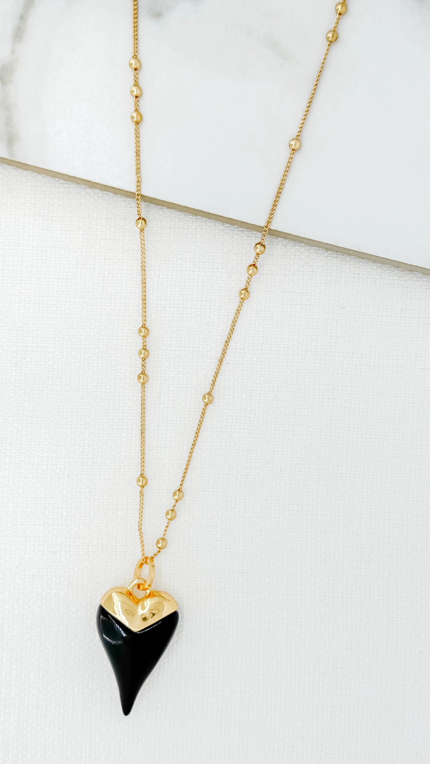 Gold & Black Heart Pendant Necklace
