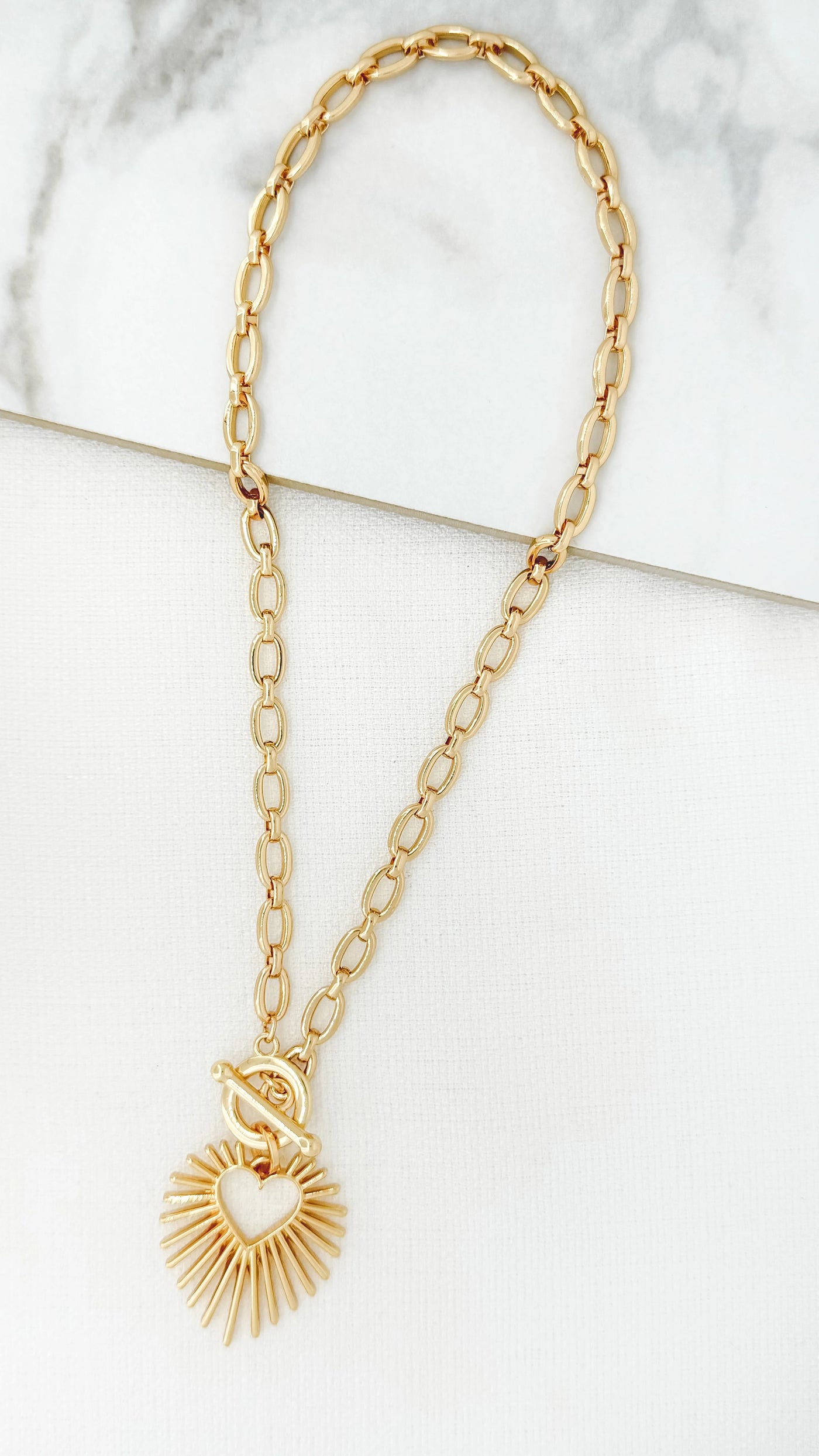 Gold Heart Burst Necklace