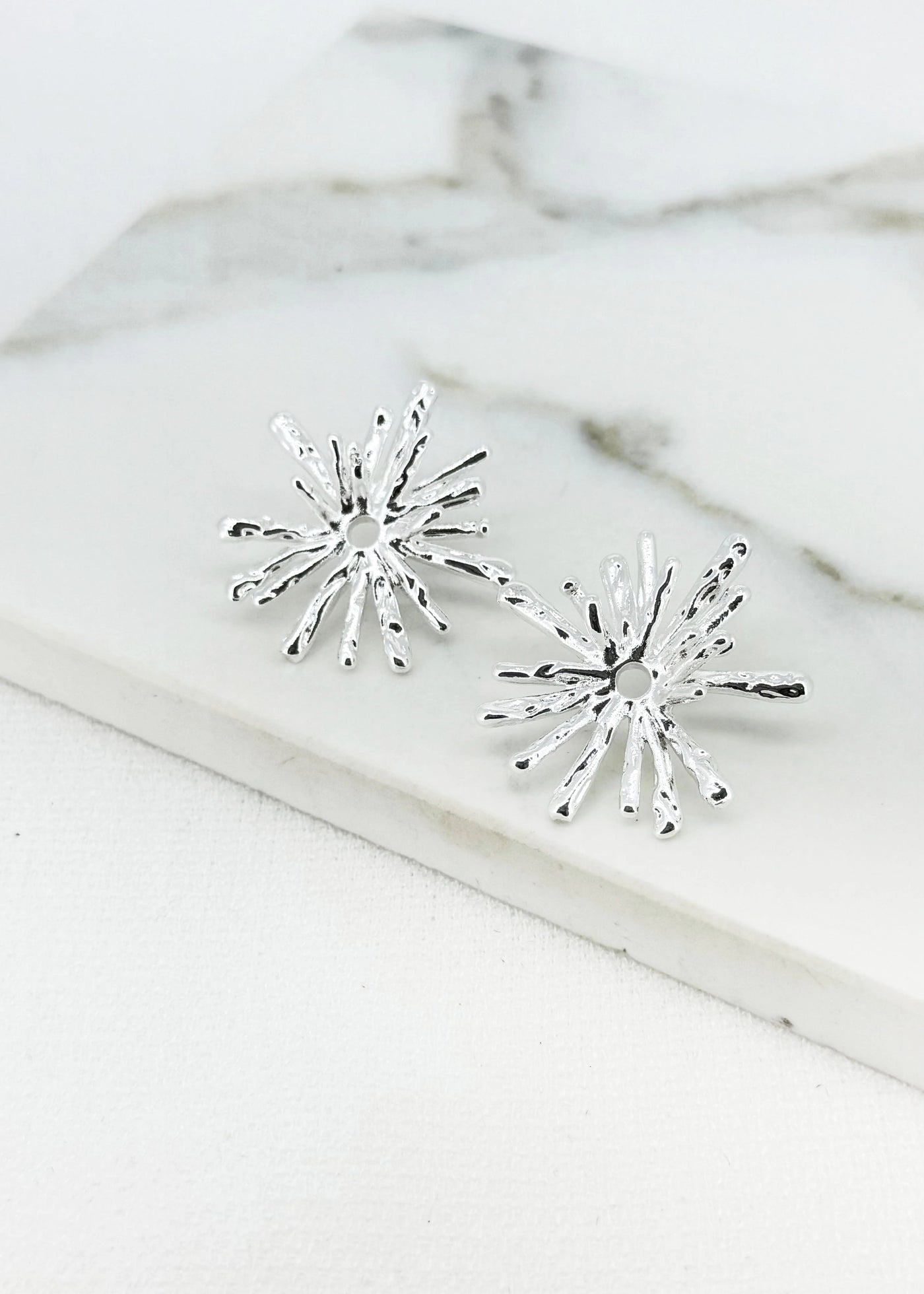 Silver Large Flower Stud Earrings